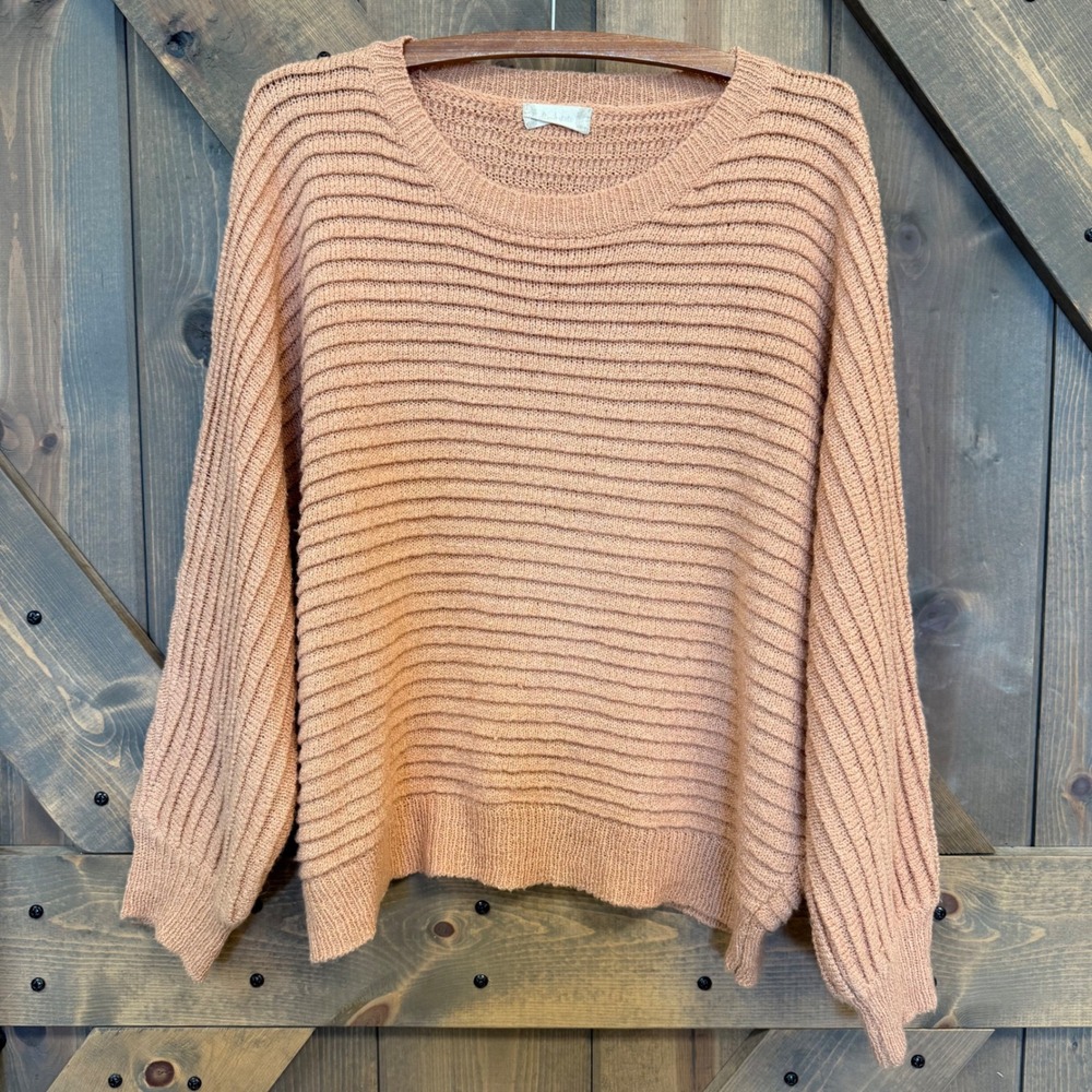 Altar'd State Ribbed Sweater Womens S/M Peach Good Batwing Knit C10128